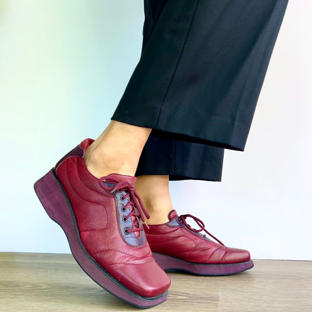 Vintage Alta Moda Baldan‎ Leather Platform Sneakers Red EU 40